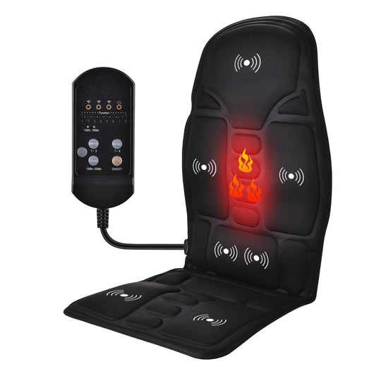 Electric Full-Body Back Massager Chair Cushion – Infrared Heating & Vibration for Home, Car & Office