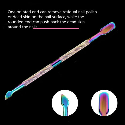 2-Way Stainless Steel Cuticle Pusher – Dead Skin Remover for Manicure & Pedicure