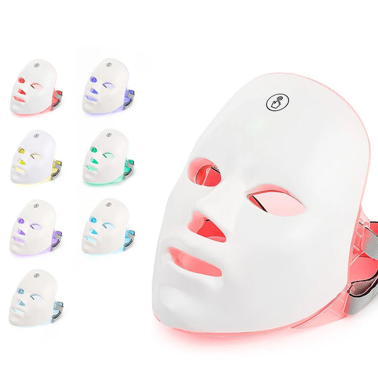 7-Color LED Facial Mask with Neck Coverage – Red Light Therapy for Skin Tightening & Anti-Aging