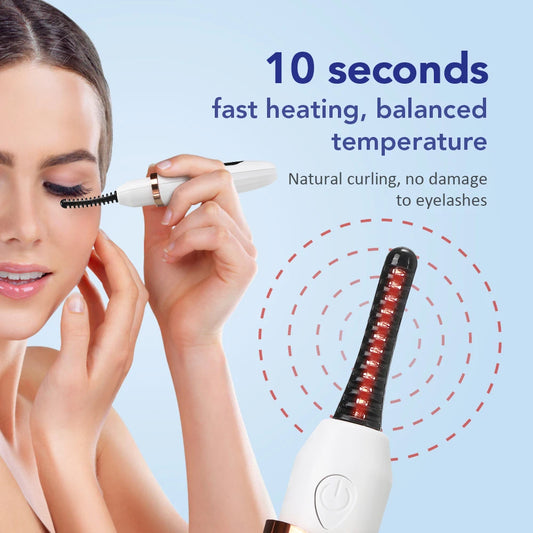 Heated Eyelash Curler Pen with Comb – Electric Rechargeable Lash Styling Tool