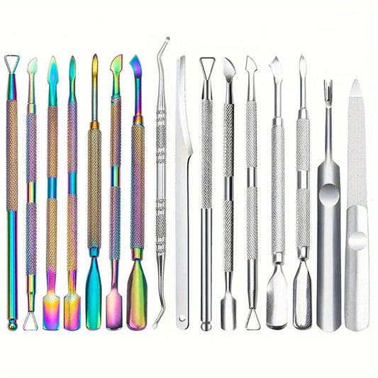 Multicolor Double-Ended Stainless Steel Cuticle Pusher – Dead Skin Remover for Manicure & Pedicure