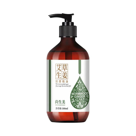 500ml Wormwood & Ginger Essential Oil – Body Massage Oil for Stress Relief & Meridian Therapy