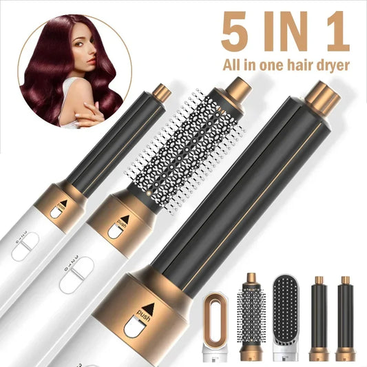5-in-1 Hair Dryer Comb Set – Professional Hot Air Styler for Curling, Straightening & Volumizing