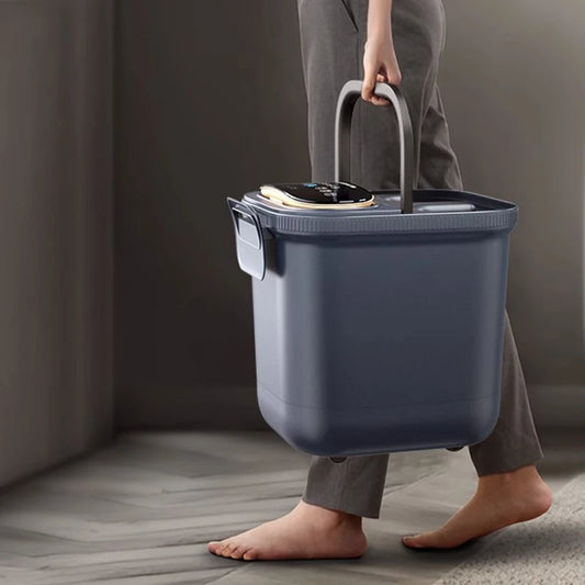 220V Electric Foot Bath Bucket – Heated Vibration Foot Spa with Bubbles & Surfing Massage