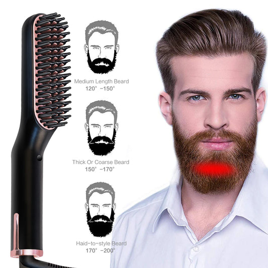 Hot Comb Straightener for Men – Electric Beard & Hair Straightening Brush with Negative Ions