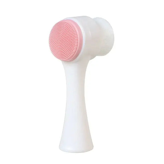 3D Double-Sided Silicone Facial Cleansing Brush – Manual Exfoliator & Massage Tool