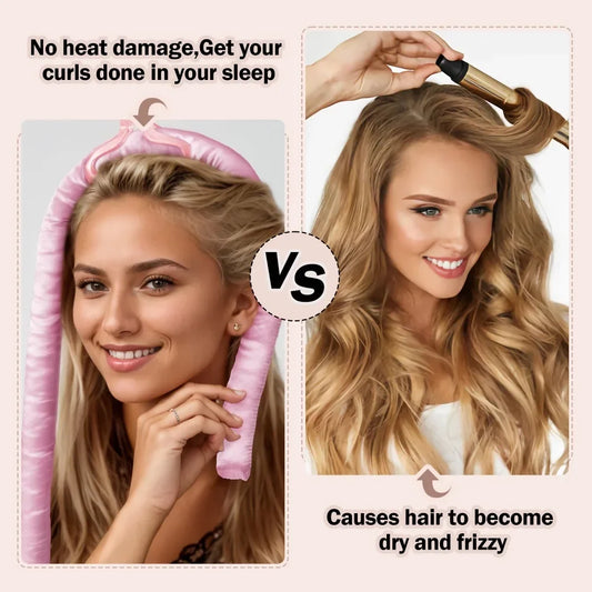 Heatless Curling Rod Headband – No-Heat Ribbon Hair Rollers for Overnight Styling