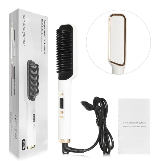 Electric Hot Comb Straightener – Negative Ion Straightening Brush & Anti-Scald Styling Tool