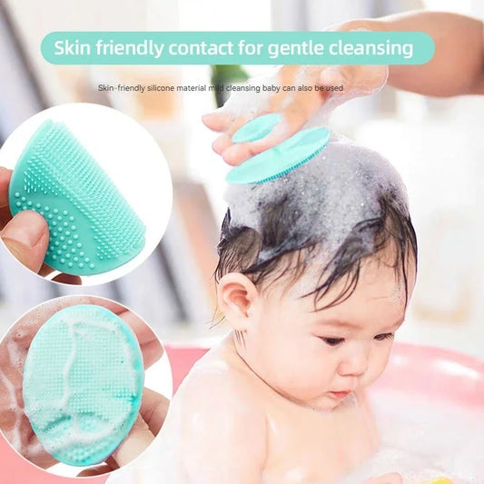 1pc Silicone Face & Baby Shampoo Brush – Soft Round Brush for Pore Cleansing & Gentle Bathing