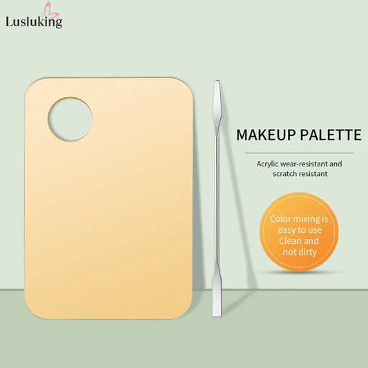 Gold/Pink Acrylic Makeup Mixing Palette Set – With Rod for Foundation, Cream, Eyeshadow & Nail Art