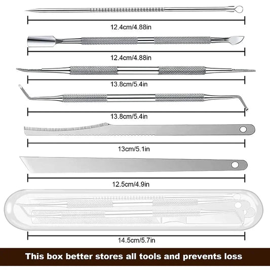 3/6PCS Cuticle Pusher & Pedicure Care Tool Set – Foot File & Hard Skin Remover Kit
