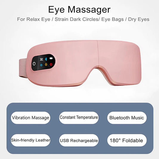 Eye Massager with Heating & Vibration – Bluetooth Music Eye Care Glasses for Relaxation & Fatigue Relief