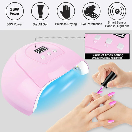 Gel Nail Polish Kit with UV Lamp & Electric Nail Drill – Complete Soak-Off Manicure Set