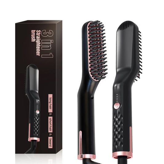 Hot Comb Straightener for Men – Electric Beard & Hair Straightening Brush with Negative Ions