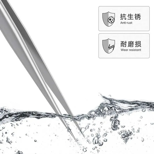 YCS OK-01 Anti-Static Precision Tweezers Set – 2pcs Pointed & Curved Stainless Steel ESD Tweezers