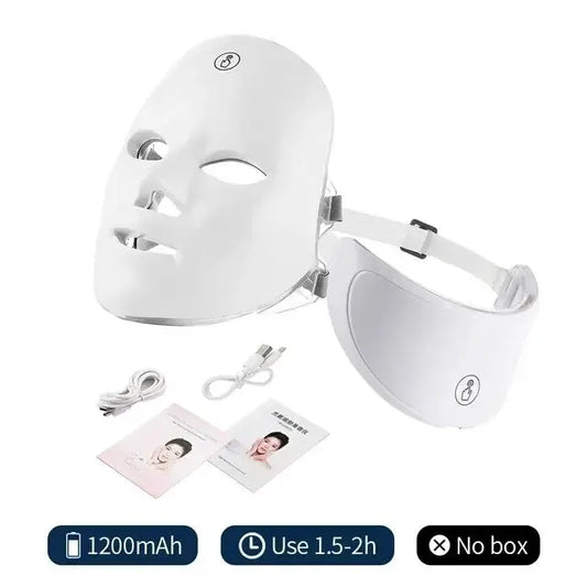 7-Color LED Facial Mask with Neck Coverage – Red Light Therapy for Skin Tightening & Anti-Aging