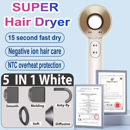 1600W Professional Leafless Hair Dryer – High-Speed Negative Ion Blow Dryer