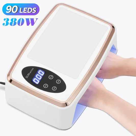 480W UV LED Nail Lamp – 108 LEDs Dryer with Red Light Whitening Mode & Large Space Design