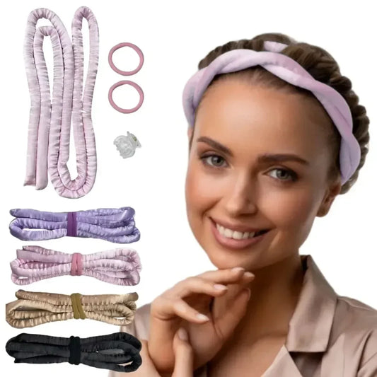 Heatless Curling Rod Headband – Soft Silk No-Heat Hair Rollers for Effortless Overnight Curls