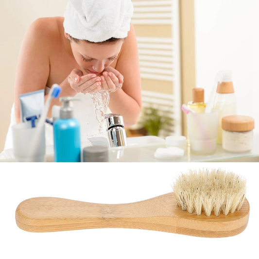Wooden Handle Face Brush – Exfoliating Skin Cleaning Tool for Radiant, Smooth Skin