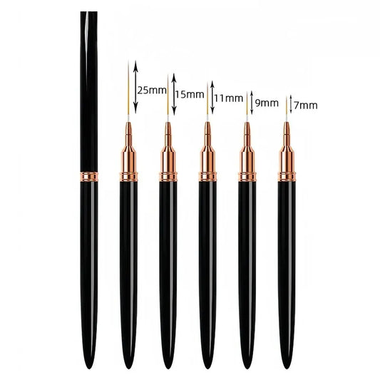 5PCS Professional Nail Art Striping Brushes – Ultra-Thin Detail Liner Pens for Manicure Design