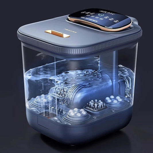 220V Electric Foot Bath Bucket – Heated Vibration Foot Spa with Bubbles & Surfing Massage
