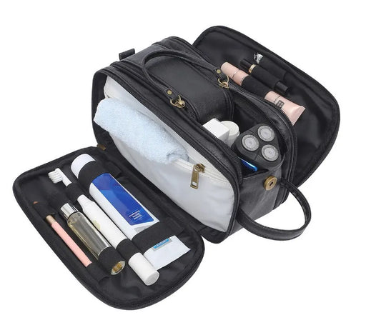 Men’s Toiletry Bag – Large Water-Resistant PU Leather Travel Dopp Kit
