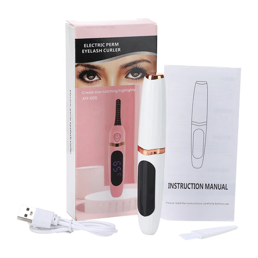 Heated Eyelash Curler Pen with Comb – Electric Rechargeable Lash Styling Tool