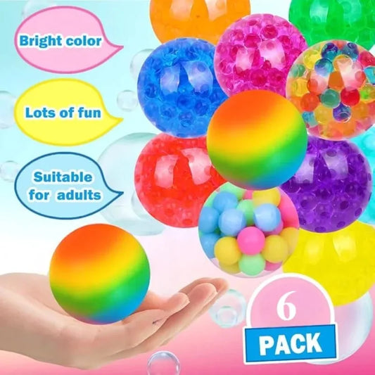 6PCS Mini Squishy Stress Balls Set – Rainbow Sensory Fidget Toys for Stress & Anxiety Relief