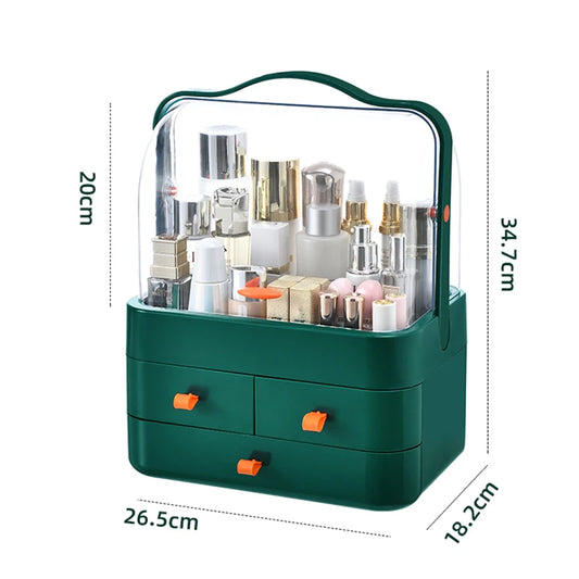 1PC Dust-Proof Makeup Organizer Box – Desktop Cosmetic Storage with Drawer